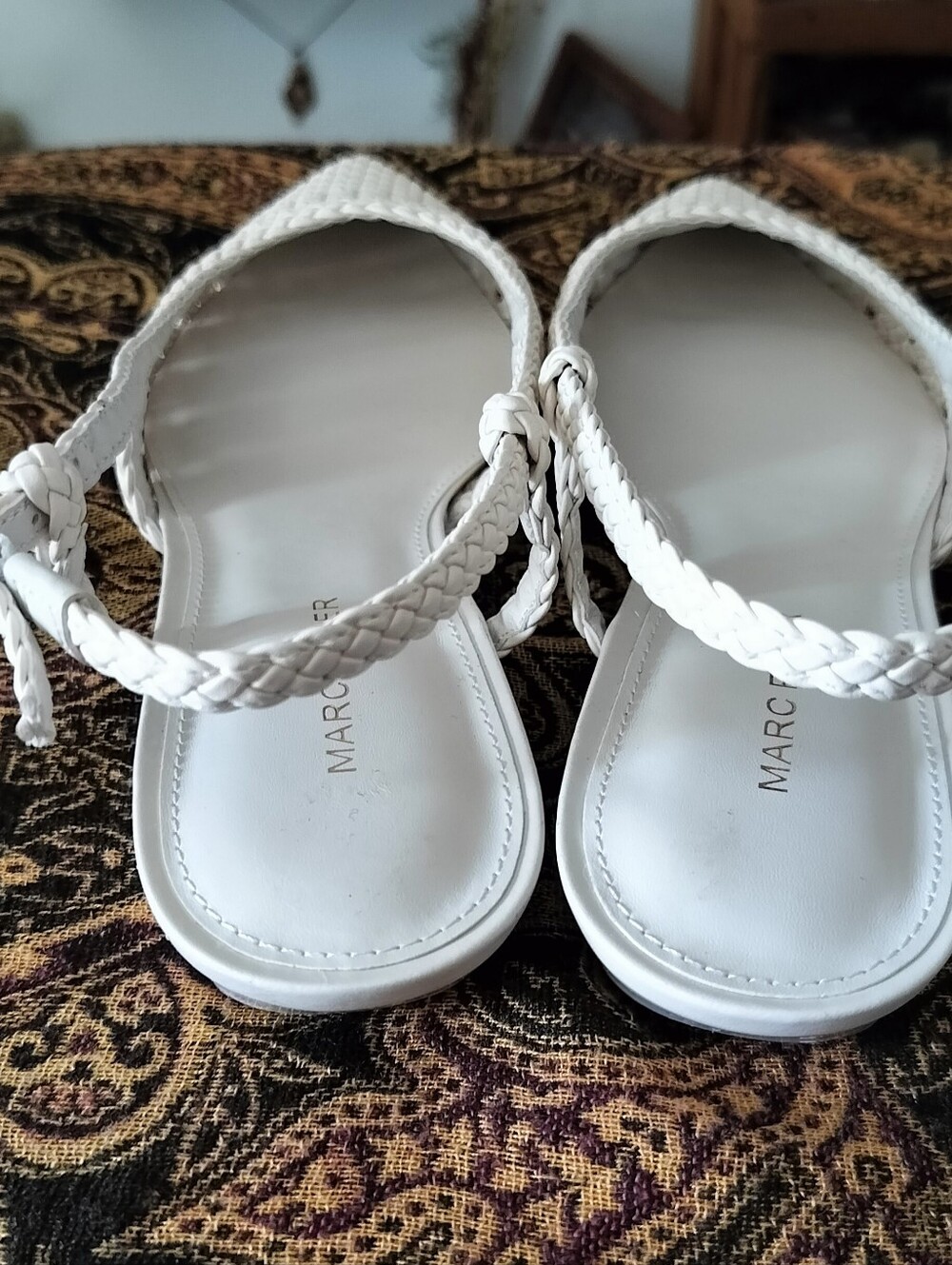 Marc Fisher Kelysa Women's 9M Woven Pointed Toe Slingback Flats - White - Picture 3 of 6